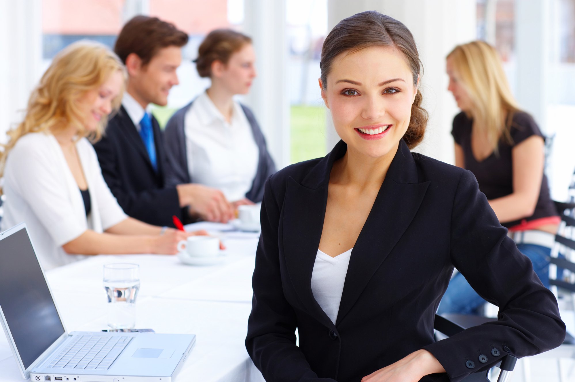 Female executive smiling